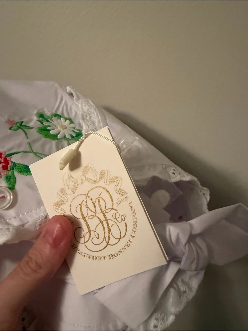 The Beaufort Bonnet Company Bonnet with Strawberry Embroidery